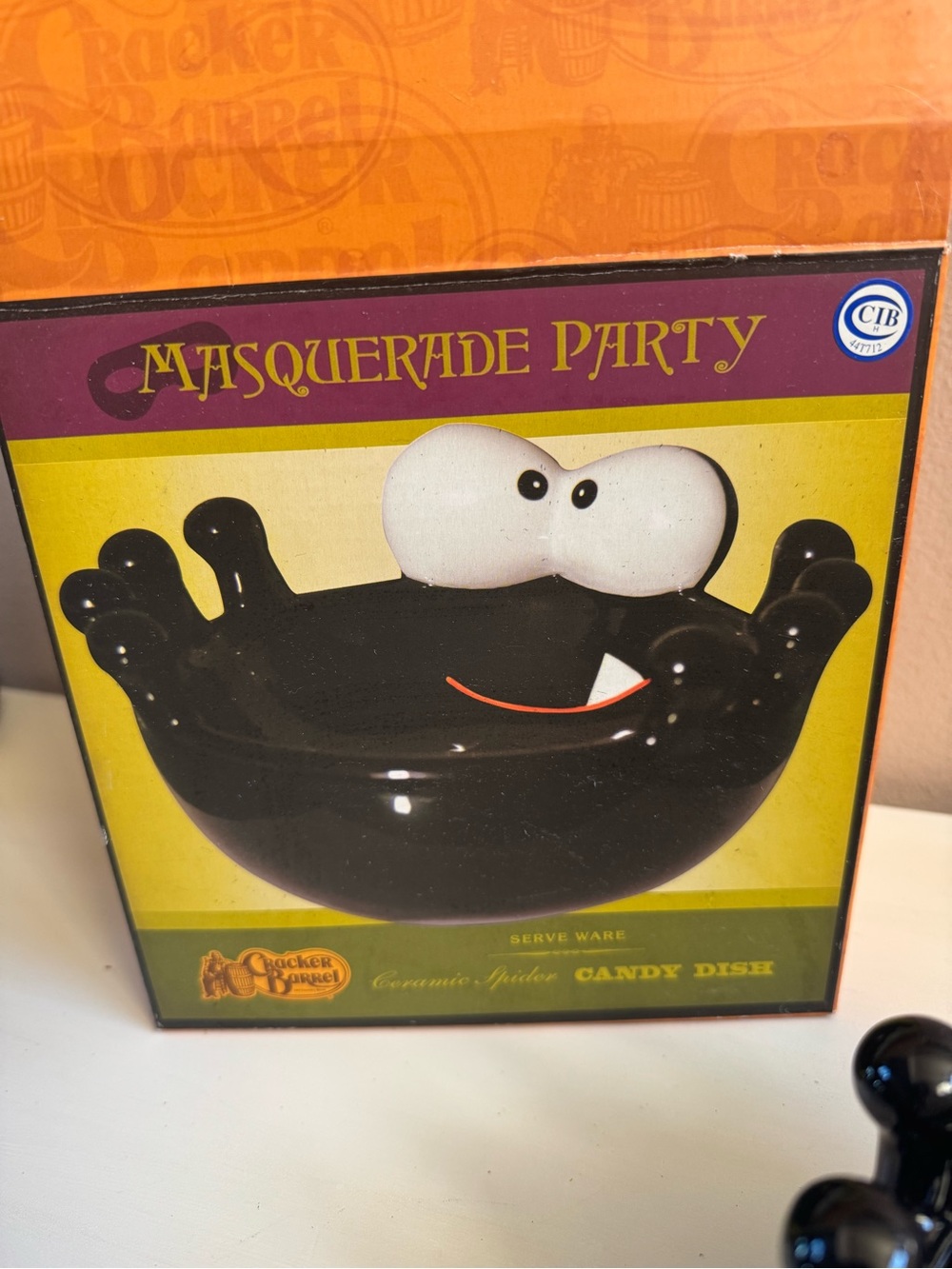Masquerade Party Black Ceramic Spider Candy Dish NIB